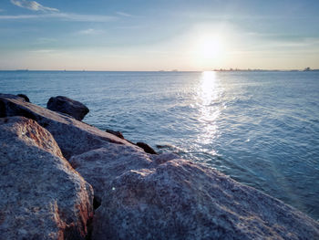 Scenic view of sea against sky during sunset