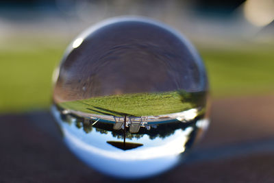 Close-up of crystal ball in water