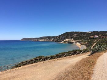 Scenic view of sea against clear sky