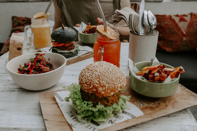 Close-up of food on table