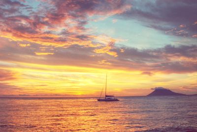 Scenic view of sunset over sea