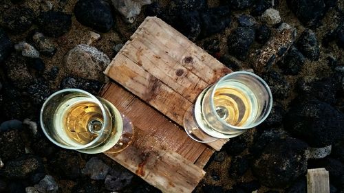 High angle view of drink in water