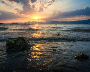 Sunset at lago di garda in italy