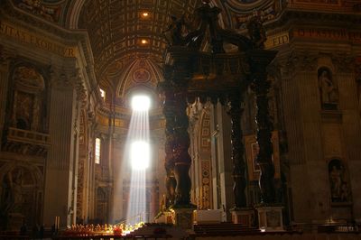 Low angle view of illuminated ceiling