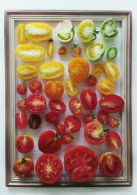 Directly above shot of fruits in glass