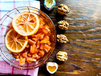 Close-up of food in plate on table