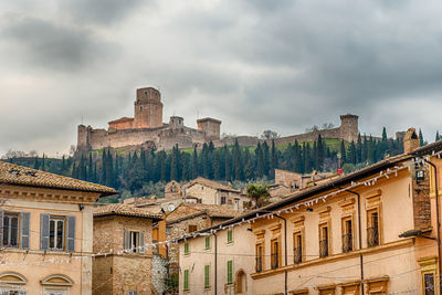 Low angle view of buildings against sky