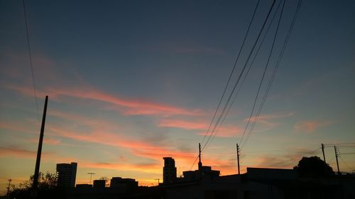 Low angle view of silhouette buildings against sky during sunset