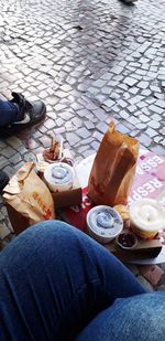 High angle view of food on table