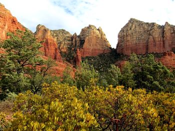 Scenic view of red rock formations