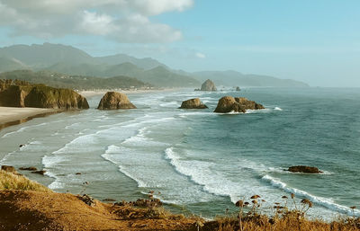 View of cannon beach from ecola park