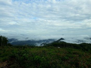 Scenic view of land against sky