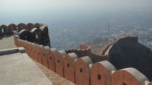 High angle view of buildings in city