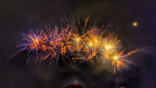 Firework display at night