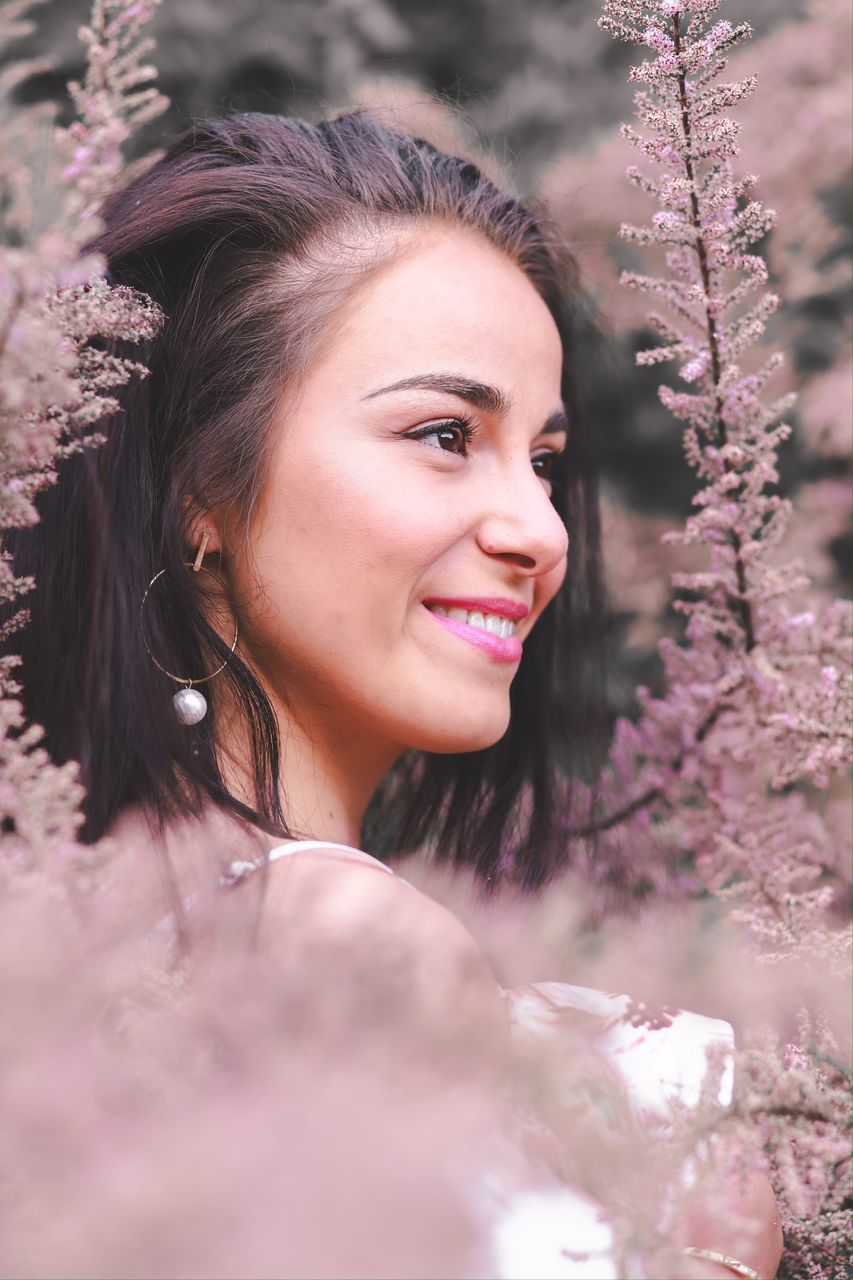 spring, women, female, plant, adult, one person, portrait, flower, flowering plant, smiling, nature, happiness, young adult, beauty in nature, portrait photography, pink, springtime, tree, blossom, bride, freshness, headshot, lifestyles, photo shoot, cheerful, hairstyle, emotion, close-up, fashion, relaxation, outdoors, skin, selective focus, looking, tranquility, elegance, cherry blossom, human face, long hair, arts culture and entertainment, landscape, clothing, person, environment, tranquil scene, dress, copy space, positive emotion, brown hair, scented, human eye, sunlight, land, rural scene, leisure activity