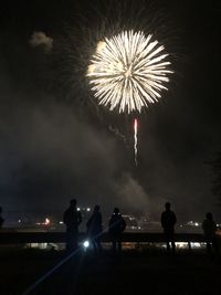 Firework display at night