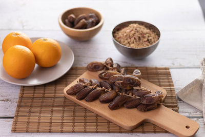 Close-up of food on cutting board