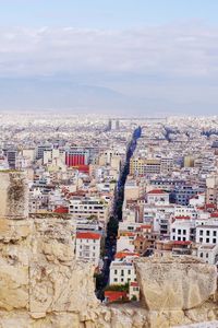 High angle view of buildings in city