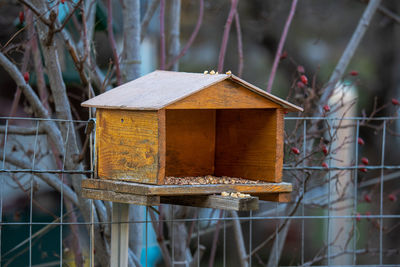 Close-up of birdhouse