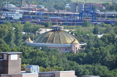 High angle view of buildings in city