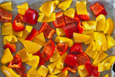 Full frame shot of chopped vegetables