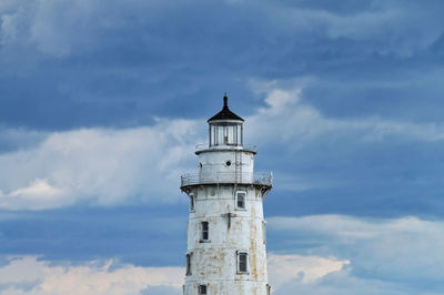 Low angle view of lighthouse against sky