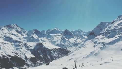 Scenic view of snow covered mountains