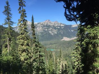 Scenic view of mountains against clear sky