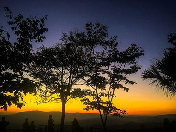 Silhouette trees against sky during sunset