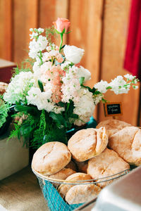 Close-up of flowers on table