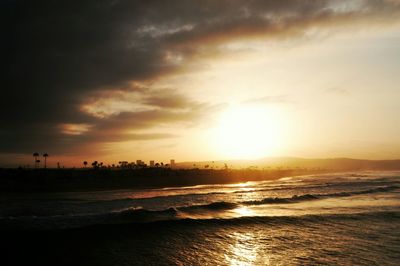 Scenic view of sea at sunset