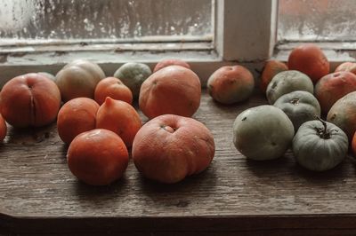 Close-up of apples on table