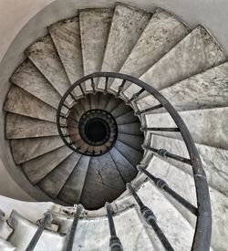 High angle view of spiral staircase