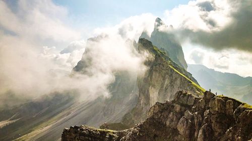 Panoramic view of majestic mountains against sky