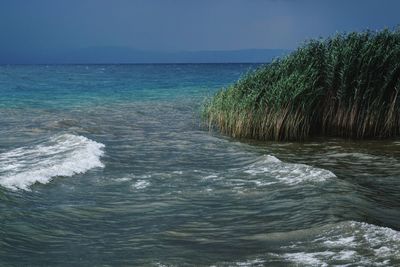 Scenic view of sea against clear sky