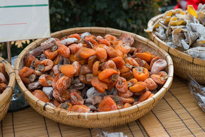 High angle view of raisins for sale at market stall