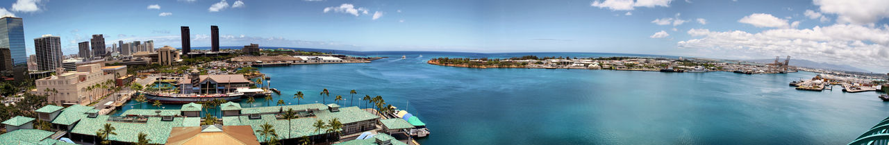 Panoramic view of sea against cloudy sky