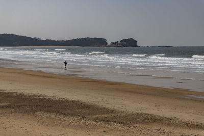 Scenic view of sea against clear sky