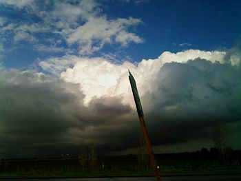 Scenic view of field against cloudy sky