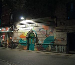 Illuminated street light at night