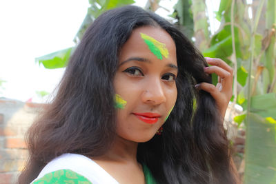 Close-up portrait of a young woman