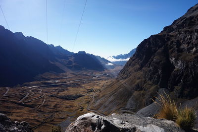 Low angle view of mountains against sky