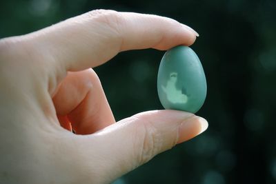 Holding a blue robins egg