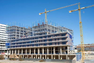 Construction site for residential buildings seen in badalona, spain