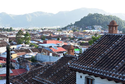 High angle view of townscape against sky