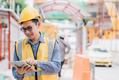 Man working with mobile phone