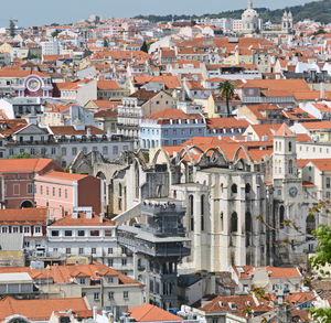 High angle view of buildings in city