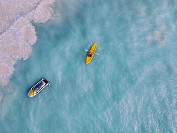 Aerial view of boats on sea