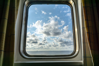 Sea view from a cabin of a construction work barge while in operation at  terengganu oil field