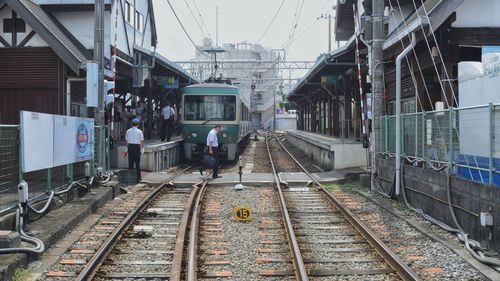 Railroad tracks in city